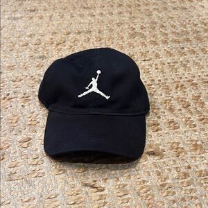 Jordan Black Cap with White Jumpman Logo-Youth